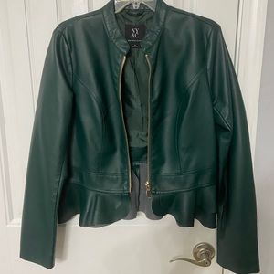Super cute green jacket, faux leather.  Like new!